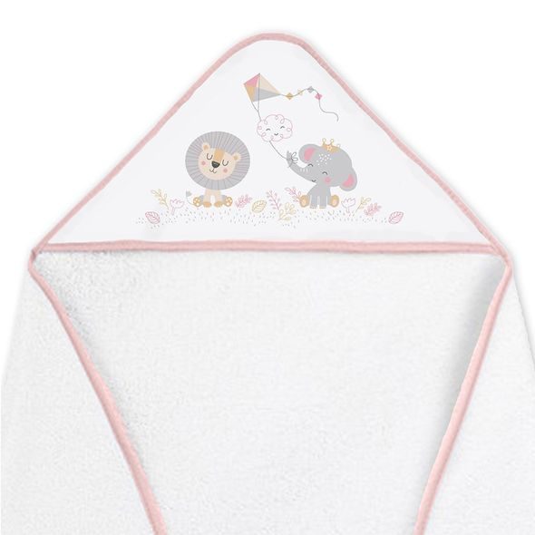 INTERBABY OSUŠKA FROTÉ SLONÍK S DRAKEM - BÍLO/RŮŽOVÁ - OSUŠKY A DĚTSKÉ ŽUPANY - KOUPÁNÍ A ZDRAVÍ