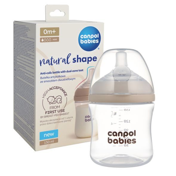 CANPOL BABIES LAHEV ANTIKOLIKOVÁ NATURAL SHAPE 150ML - KOJENECKÉ LAHVE - KRMENÍ