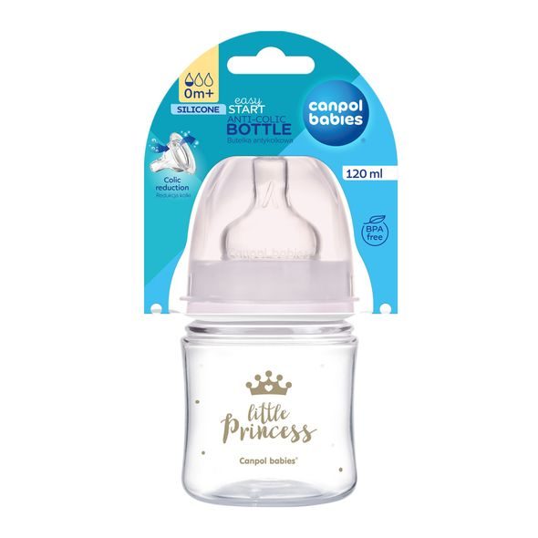 CANPOL BABIES LAHEV SE ŠIROKÝM HRDLEM ROYAL BABY 120ML RŮŽOVÁ - KOJENECKÉ LAHVE - KRMENÍ
