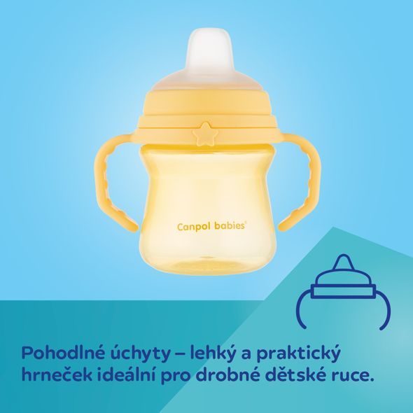 CANPOL BABIES HRNEČEK SE SILIKONOVÝM PÍTKEM FIRSTCUP 250ML ŽLUTÝ - DĚTSKÉ HRNEČKY - KRMENÍ