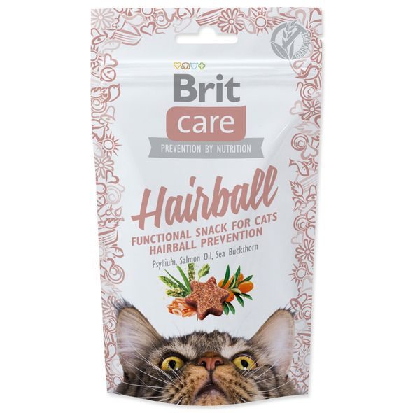 BRIT CARE CAT SNACK HAIRBALL 50G - SUŠENÉ MASO PRO KOČKY - CHOVATELSKÉ POTŘEBY MALVÍKZOO