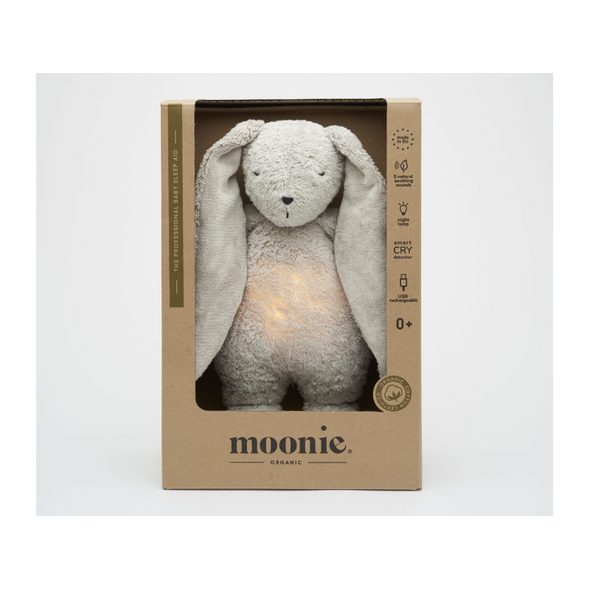 MOONIE USÍNÁČEK ZAJÍČEK 2.0 ORGANIC GREY - USÍNÁČCI ŠUMÍCÍ / S TLUKOTEM - PRO DĚTI