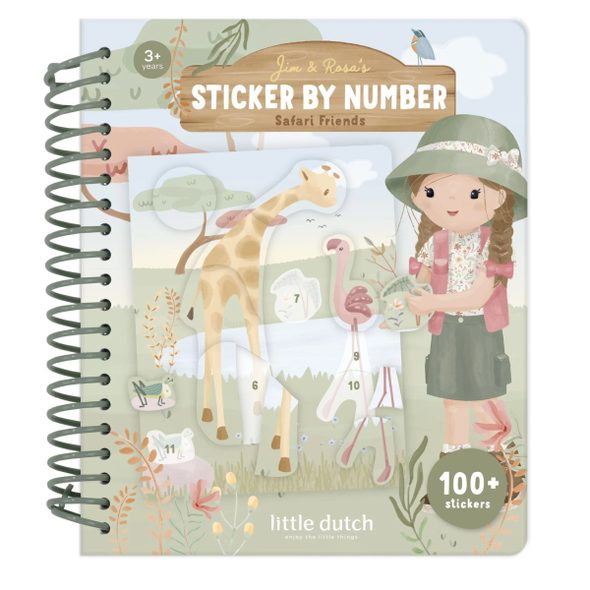LITTLE DUTCH KNÍŽKA S ČÍSLOVANÝMI SAMOLEPKAMI ROSA SAFARI FRIENDS - LITTLE DUTCH - PRO DĚTI