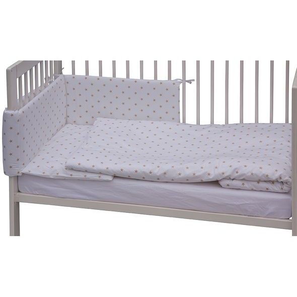SCARLETT DĚTSKÉ POVLEČENÍ 6-DÍLNÉ HVĚZDIČKA BÉŽOVÁ 100X135CM - POVLEČENÍ DO POSTÝLKY - SPINKÁNÍ