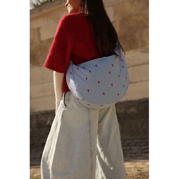 STUDIO NOOS PUFFY CROSS BODY BAG LIGHT BLUE HEARTS - ORGANIZÉRY A KOŠÍKY - KOČÁRKY A PŘÍSLUŠENSTVÍ