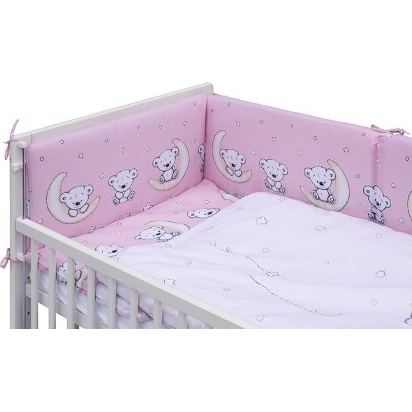 SCARLETT DĚTSKÁ POSTÝLKA S KOMPLETNÍ VÝBAVOU SCARLETT 120 X 60 CM - TORO - RŮŽOVÁ - DŘEVĚNÉ POSTÝLKY - SPINKÁNÍ