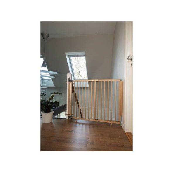 BABY DAN VYSOKÁ DŘEVĚNÁ ZÁBRANA MONA SE SVORKAMI K ZÁBRADLÍ, 74,5-114 CM, V.81CM - BEZPEČNOST DĚTÍ V DOMÁCNOSTI - KOUPÁNÍ A ZDRAVÍ