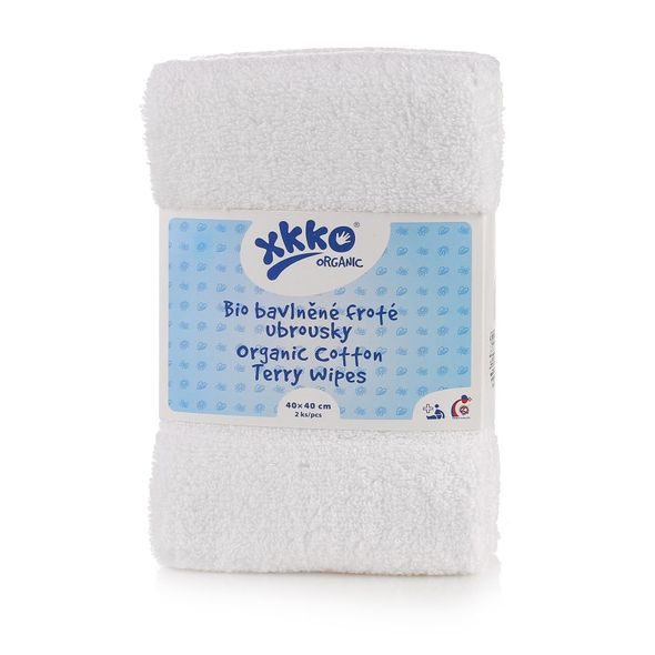 KIKKO ORGANIC BIO BAVLNĚNÉ FROTÉ UBROUSKY ORGANIC 40X40 WHITE - LÁTKOVÉ UBROUSKY - PŘEBALOVÁNÍ