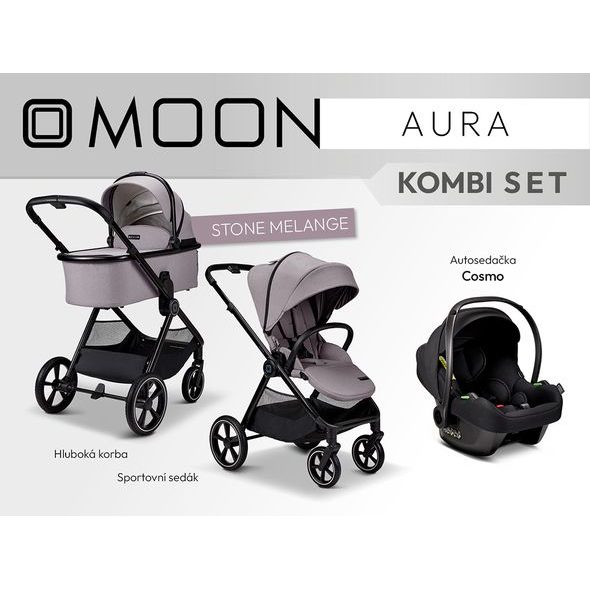 MOON AURA - KOMBI STONE MELANGE - TROJKOMBINACE - KOČÁRKY A PŘÍSLUŠENSTVÍ