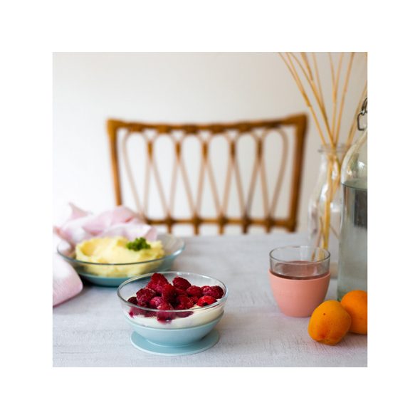 BEABA JÍDELNÍ SADA SKLENĚNÁ S PŘÍSAVKAMI EUCALYPTUS - MISKY, TALÍŘKY A PODLOŽKY - KRMENÍ