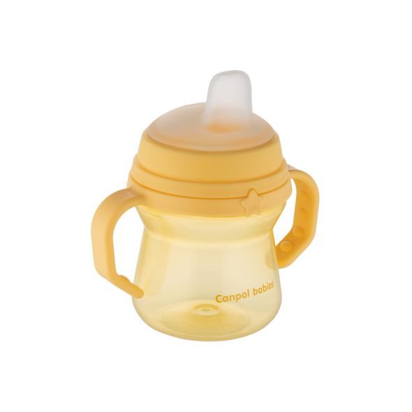 CANPOL BABIES HRNEČEK SE SILIKONOVÝM PÍTKEM FIRSTCUP 150ML ŽLUTÝ - DĚTSKÉ HRNEČKY - KRMENÍ