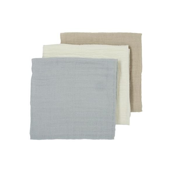 MEYCO MUŠELÍNOVÉ PLENY 3-BALENÍ - OFFWHITE/LIGHT GREY/SAND - LÁTKOVÉ PLENY SKLÁDANÉ - PŘEBALOVÁNÍ