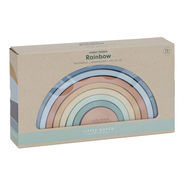 LITTLE DUTCH SKLÁDAČKA DŘEVĚNÁ DUHA FOREST FRIENDS - MOTORICKÉ A HRY - PRO DĚTI