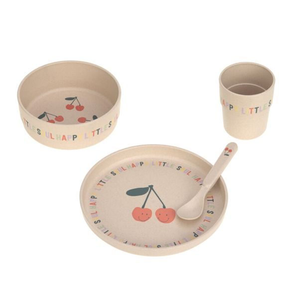 LÄSSIG BABIES DISH SET PP/CELLULOSE HAPPY FRUITS CHERRY - MISKY, TALÍŘKY A PODLOŽKY - KRMENÍ