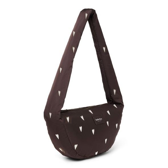 STUDIO NOOS PUFFY MINI CROSS BODY BAG BROWN HEARTS - ORGANIZÉRY A KOŠÍKY - KOČÁRKY A PŘÍSLUŠENSTVÍ
