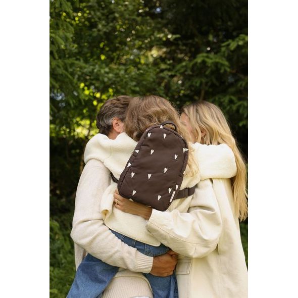 STUDIO NOOS PUFFY MINI BACKPACK BATŮŽEK BROWN HEARTS - ORGANIZÉRY A KOŠÍKY - KOČÁRKY A PŘÍSLUŠENSTVÍ