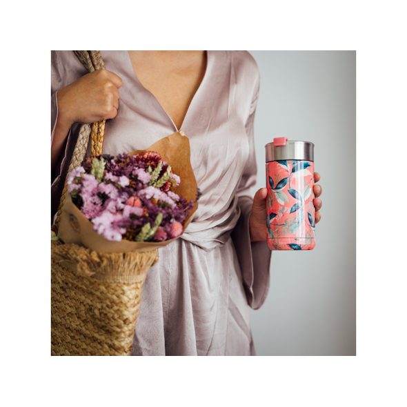 QUOKKA NEREZOVÝ TERMOHRNEK SE SÍTKEM BOOST EXOTIC PINK 400 ML - TERMOOBALY A TERMOSKY - KRMENÍ