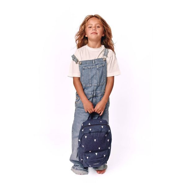 STUDIO NOOS DENIM MIDI BACKPACK - BATŮŽEK | HEARTS DARK BLUE WHITE HEARTS - BATOHY A TAŠKY - PRO DĚTI
