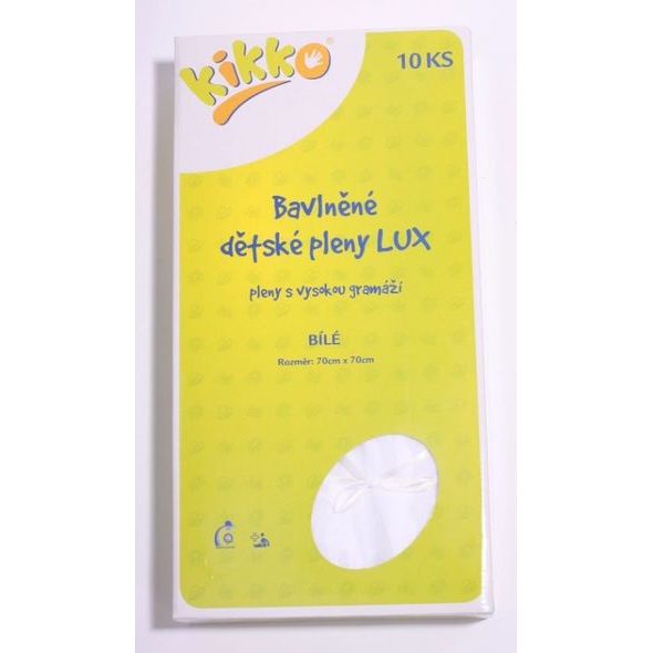 KIKKO VYSOKOGRAMÁŽNÍ BAVLNĚNÉ PLENY XKKO LUX 70X70 BÍLÉ 10KS - LÁTKOVÉ PLENY SKLÁDANÉ - PŘEBALOVÁNÍ