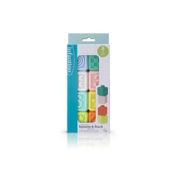 INFANTINO KOSTKY SQUEEZE & STACK 8 KS - STAVEBNICE A PUZZLE - PRO DĚTI