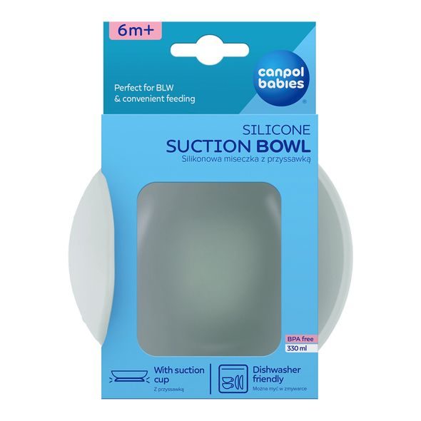 CANPOL BABIES SILIKONOVÁ MISKA S PŘÍSAVKOU 330ML ZELENÁ - MISKY, TALÍŘKY A PODLOŽKY - KRMENÍ