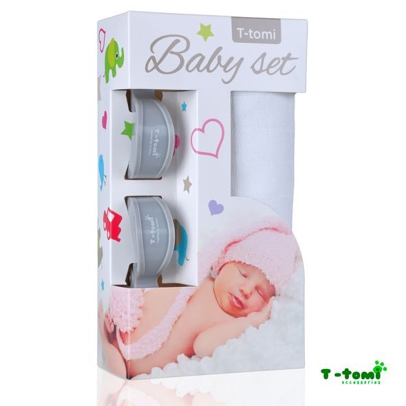 T-TOMI BABY SET BAMBUSOVÁ OSUŠKA BAREVNÁ + KOČÁRKOVÝ KOLÍČEK - ZAVINOVACÍ PLENY / OSUŠKY VELKÉ - PŘEBALOVÁNÍ