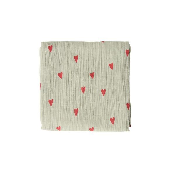 STUDIO NOOS SWADDLE ZAVINOVAČKA PRINT LARGE GREEN HEARTS - ZAVINOVACÍ PLENY / OSUŠKY VELKÉ - PŘEBALOVÁNÍ