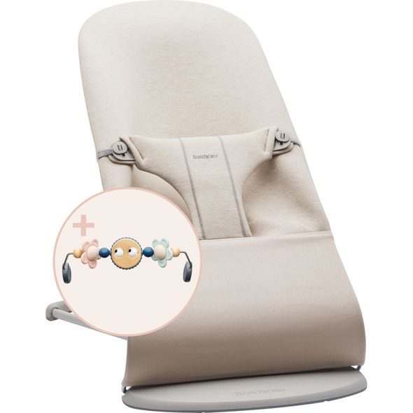 BABYBJORN BABYBJORN LEHÁTKO BLISS LIGHT BEIGE 3D JERSEY S HRAČKOU GOOGLY EYES PASTEL - LEHÁTKA A HOUPADLA - SPINKÁNÍ
