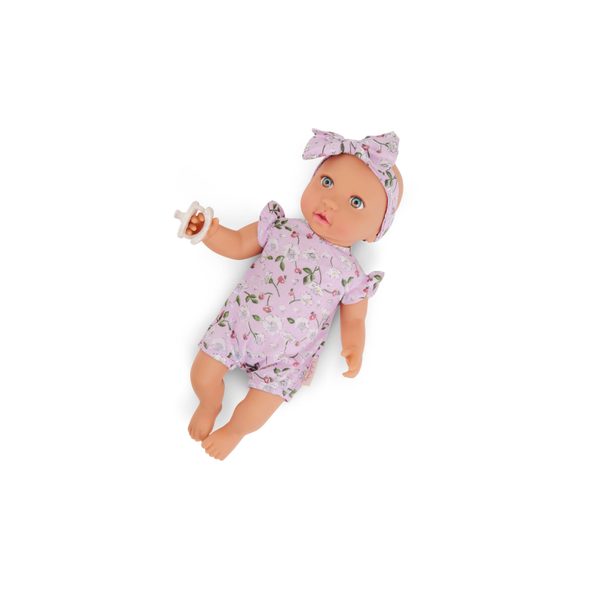 LULLA BABY PANENKA 35 CM V OVERALU S ČELENKOU FLORAL LILA - PANENKY - PRO DĚTI