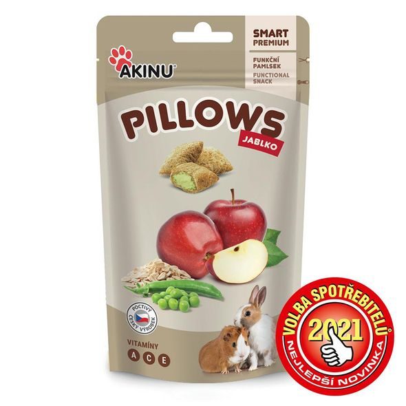 AKINU PILLOWS POLŠTÁŘKY S JABLKEM PRO HLODAVCE 40G - KRMIVO - CHOVATELSKÉ POTŘEBY MALVÍKZOO