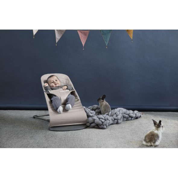 BABYBJORN LEHÁTKO BABYBJÖRN BOUNCER BLISS SAND GREY WOVEN + HRAČKA OČIČKA GOOGLY EYES - LEHÁTKA A HOUPADLA - SPINKÁNÍ