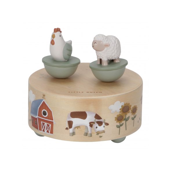 LITTLE DUTCH HUDEBNÍ BOX NATAHOVACÍ FARMA - DŘEVĚNÉ HRAČKY - PRO DĚTI