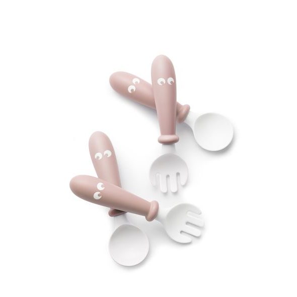 BABYBJÖRN LŽIČKY A VIDLIČKY PRO NEJMENŠÍ PUDROVĚ RŮŽOVÉ SET 4KS - MISKY, TALÍŘKY A PODLOŽKY - KRMENÍ