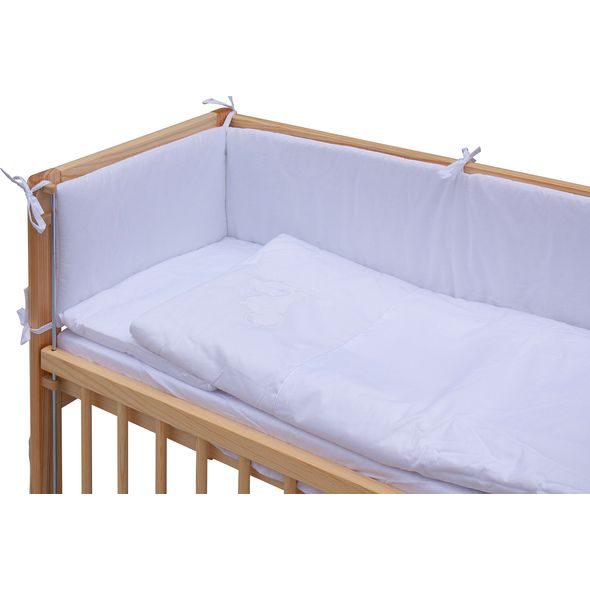 SCARLETT DĚTSKÁ POSTÝLKA BABY PŘÍRODNÍ S KOMPLETNÍ VÝBAVOU MARTIN BÍLÁ 90X41 CM - DŘEVĚNÉ POSTÝLKY - SPINKÁNÍ