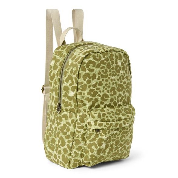 STUDIO NOOS COTTON MIDI BACKPACK BATŮŽEK S PŘEDNÍ KAPSOU GREEN LEOPARD - PRO PŘEDŠKOLÁKY - PRO DĚTI