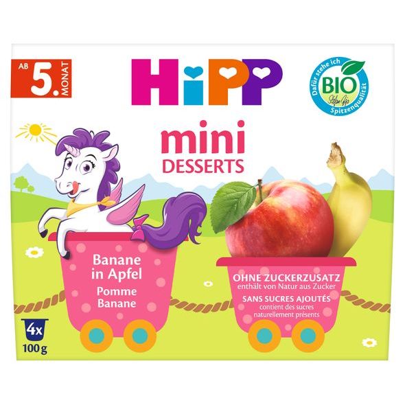 HIPP BIO JABLKA S BANÁNY 4X100 G - OVOCE/DEZERTY - KRMENÍ