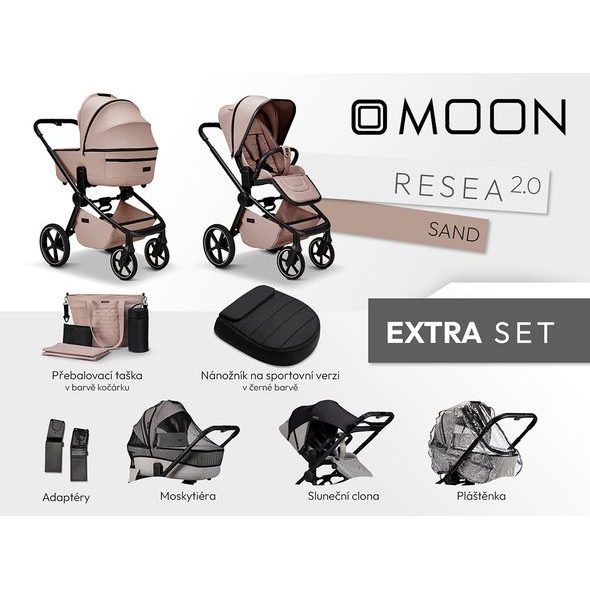 MOON RESEA 2.0 EXTRA SET - SAND - DVOJKOMBINACE - KOČÁRKY A PŘÍSLUŠENSTVÍ