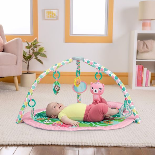 BRIGHT STARTS DEKA NA HRANÍ PRO ROZVOJ MOTORIKY A SMYSLŮ POP 'N WIGGLE ROSY RAINFOREST™, 0M+ - HRACÍ DEKY - PRO DĚTI