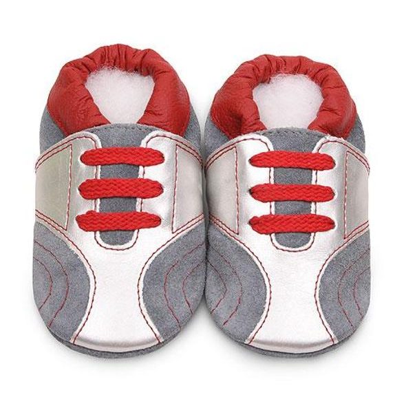 DĚTSKÉ KOŽENÉ BOTIČKY GREY/SILVER/RED SPORTS - BOTIČKY - PRO DĚTI