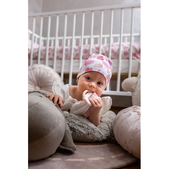 ENIE BABY DĚTSKÁ ČEPICE 9-12M PINK FLOWERS - ČEPIČKY A KLOBOUČKY - PRO DĚTI