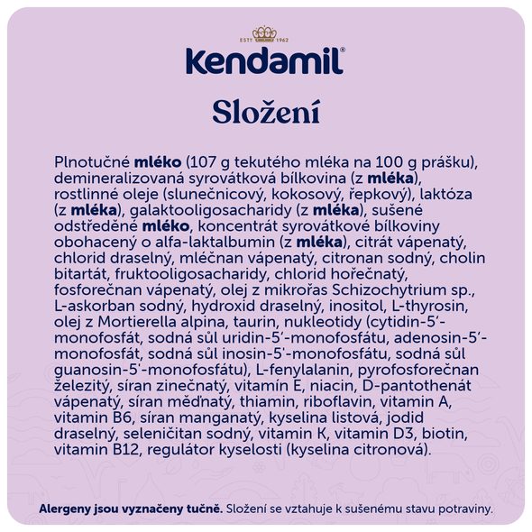 KENDAMIL PREMIUM 1 (600 G) - KOJENECKÁ MLÉKA - KRMENÍ