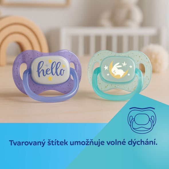 CANPOL BABIES DUDLÍK SVÍTÍCÍ SILIKONOVÝ SYMETRICKÝ NIGHTGLOW 0-6M 2KS KLUK - ŠIDÍTKA A DOPLŇKY - KRMENÍ
