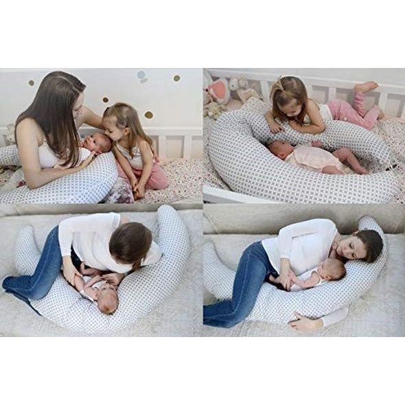 SCAMP MULTIFUNKČNÍ POLŠTÁŘ 230X130 (LITTLEHEARTWHITEGREY) - KOJÍCÍ POLŠTÁŘE - KRMENÍ