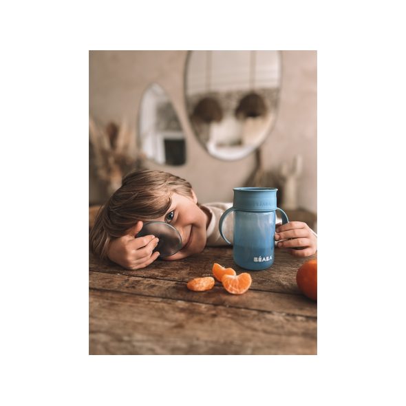 BEABA HRNEK TRÉNOVACÍ 360° BLUE 340 ML 12M+ - DĚTSKÉ HRNEČKY - KRMENÍ