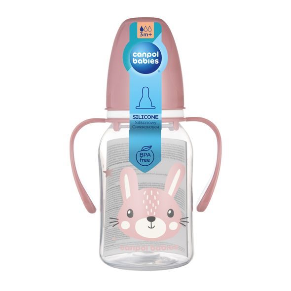 CANPOL BABIES LAHEV ÚZKOHRDLÁ S ÚCHYTY CUTE ANIMALS 120ML ZAJÍC - KOJENECKÉ LAHVE - KRMENÍ