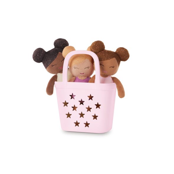 LULLA BABY PANENKY PLYŠOVÉ DO VANY V KOŠÍKU PINK - HRAČKY DO VANY - PRO DĚTI