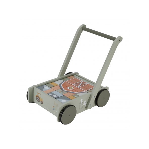 LITTLE DUTCH VOZÍČEK S KOSTKAMI DŘEVĚNÝ FARMA - DŘEVĚNÉ HRAČKY - PRO DĚTI