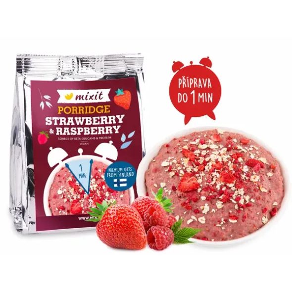 MIXIT MINUTOVÁ OVESNÁ KAŠE DO KAPSY - JAHODA A MALINA - DO TAŠKY NA VYCHÁZKU - PRO MAMINKY