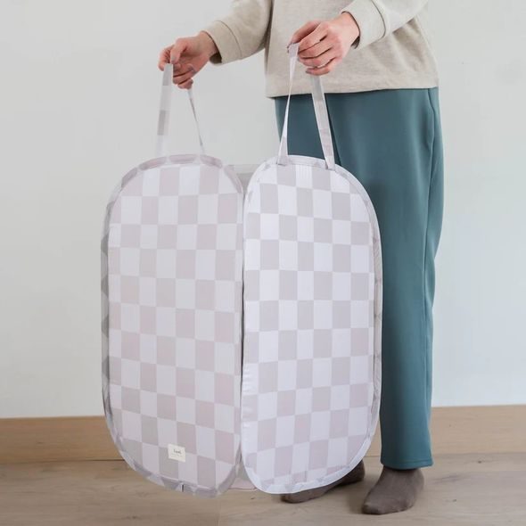 3 SPROUTS SKLÁDACÍ ÚLOŽNÝ KOŠ RECYCLED CHECKERBOARD BEIGE - BOXY NA HRAČKY - SPINKÁNÍ