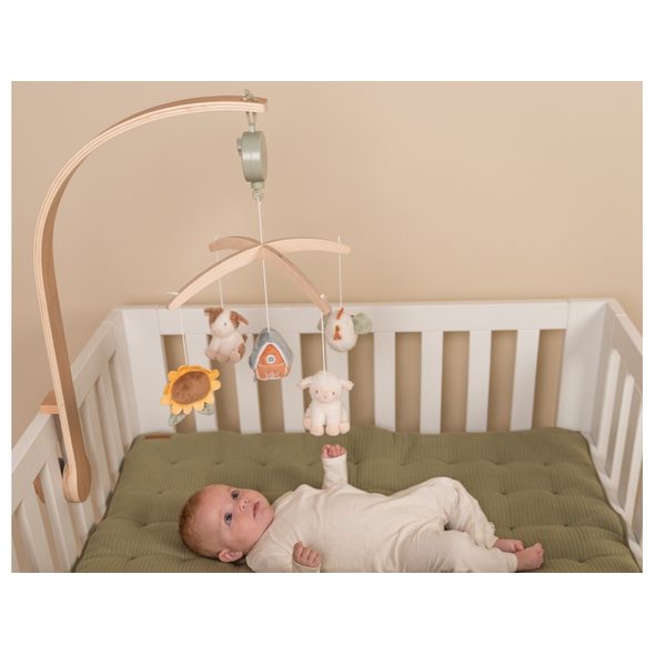 LITTLE DUTCH HUDEBNÍ KOLOTOČ DŘEVĚNÝ FARMA - KOLOTOČE NA POSTÝLKU - PRO DĚTI